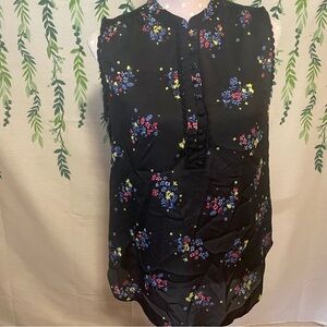 Size M Ann Taylor Floral Sleeveless Blouse D2